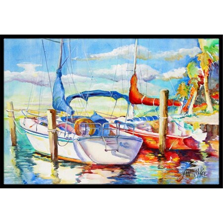 Carolines Treasures Towering Q Sailboat Indoor and Outdoor Mat- 18 x 27 in. JMK1088MAT